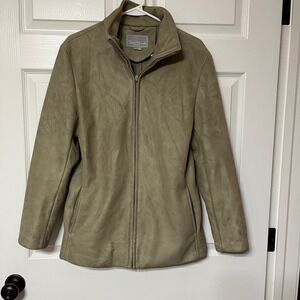 Juliet‎ Michelle by Adler Faux Suede Zip Up Jacket Pale Sage Size M